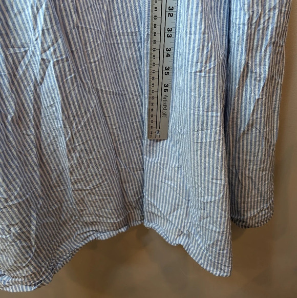 ONLY Blue Denim  Maxi Blue & White Stripped V Neck Sleeveless Ruffle Dress Small - Picture 9 of 9